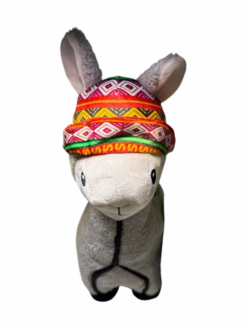 Think dog Plush Llama Stuffed Animal with Colorful Hat - Gray